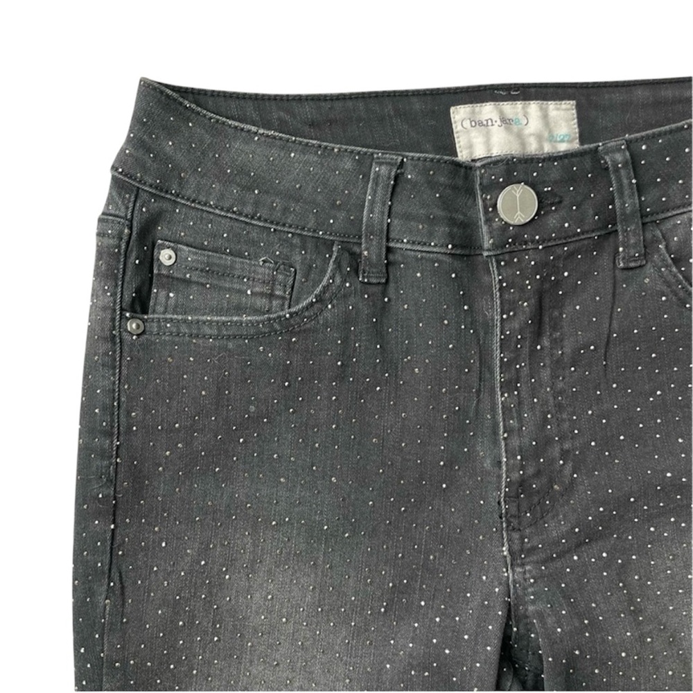 Black Rhinestone Denim Jeans Size 7 Ban-Jara Holiday Cocktail Festival